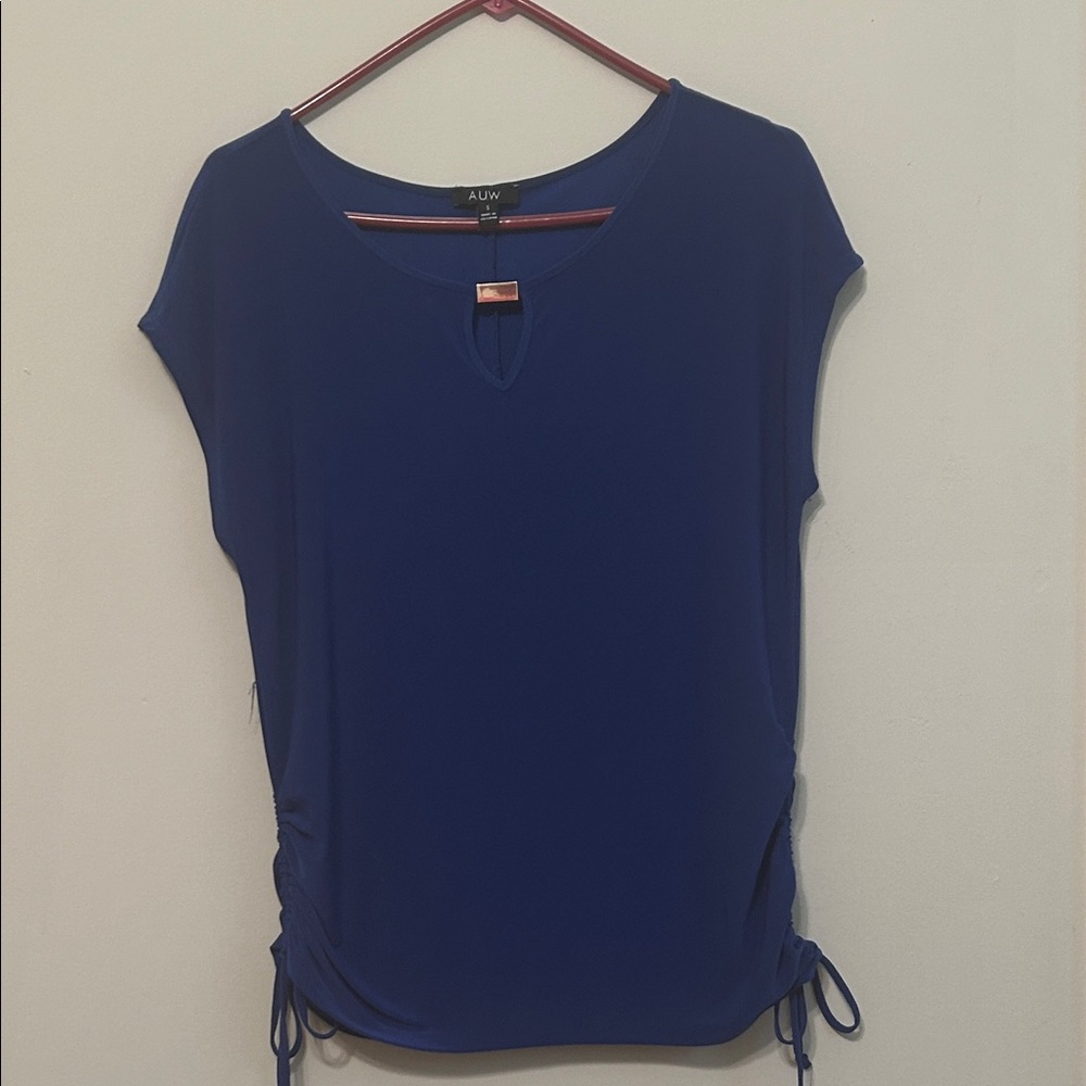 AUW Women's Royal Blue Blouse with Drawstring Details
